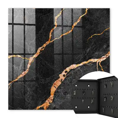 Wall mounted key box A black and orange stone full of elegance