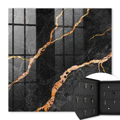 Wall mounted key box A black and orange stone full of elegance