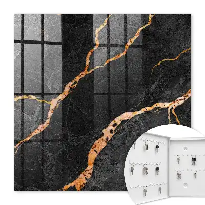 Wall mounted key box A black and orange stone full of elegance
