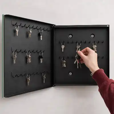 Key box for home White background with - marble elegance
