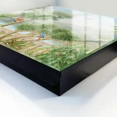 Key box for home A tropical paradise with palm trees and parrots