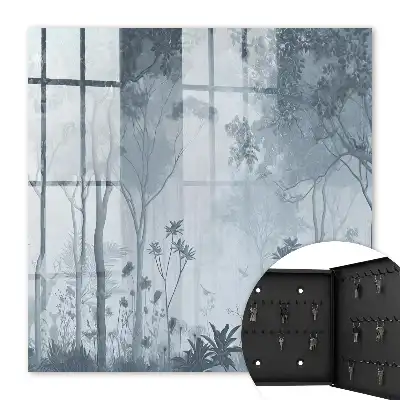 Wall mounted key box Misty forest in the haze of harmony