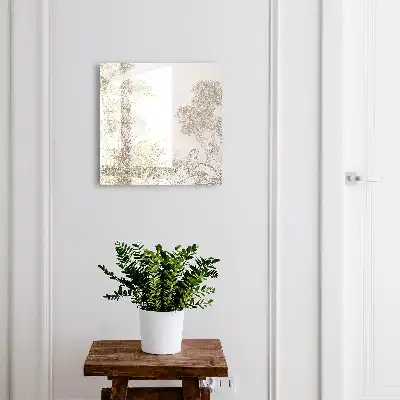 Wall mounted key cabinet Tropical pattern in natural shades