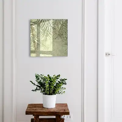 Wall mounted key cabinet Subtle tropical pattern in the background