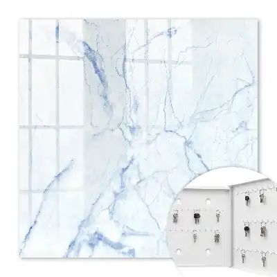 Wall mounted key cabinet Marbled pattern in shades of blue