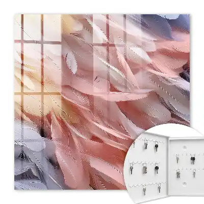 Wall mounted key box Pastel feathers of lightness and harmony