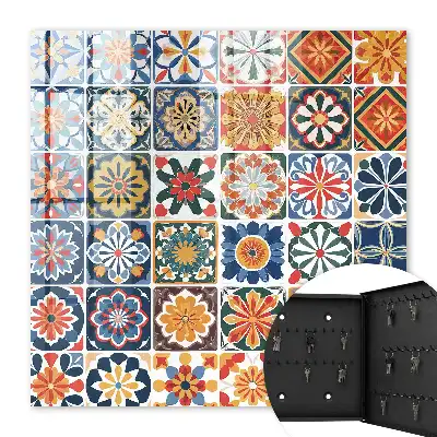 Decorative key box Colorful square tiles