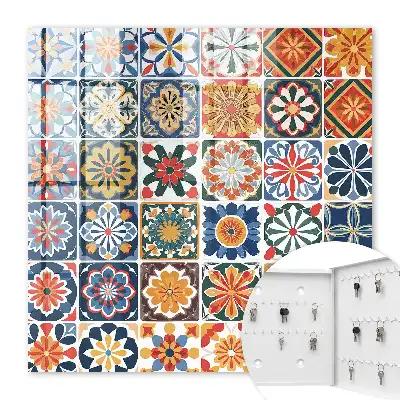 Decorative key box Colorful square tiles