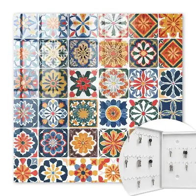 Decorative key box Colorful square tiles