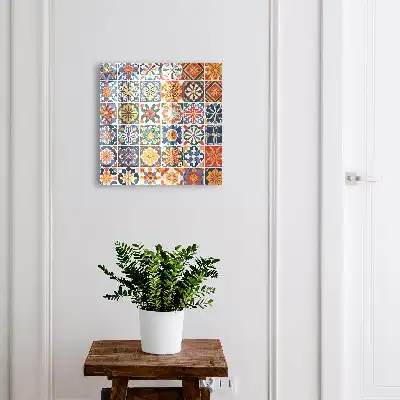 Decorative key box Colorful square tiles