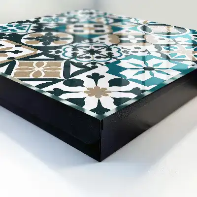Wall mounted key cabinet Moroccan turquoise beige tiles