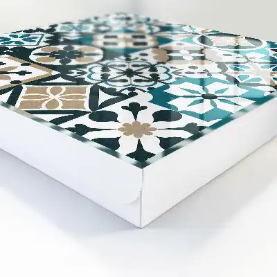 Wall mounted key cabinet Moroccan turquoise beige tiles