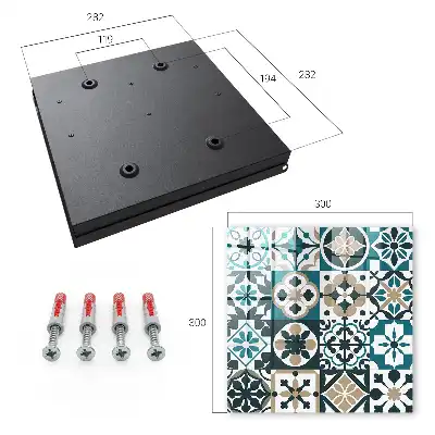 Wall mounted key cabinet Moroccan turquoise beige tiles