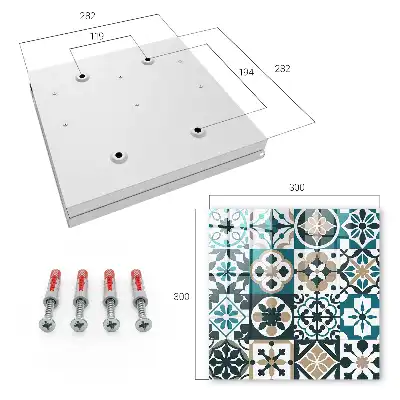 Wall mounted key cabinet Moroccan turquoise beige tiles