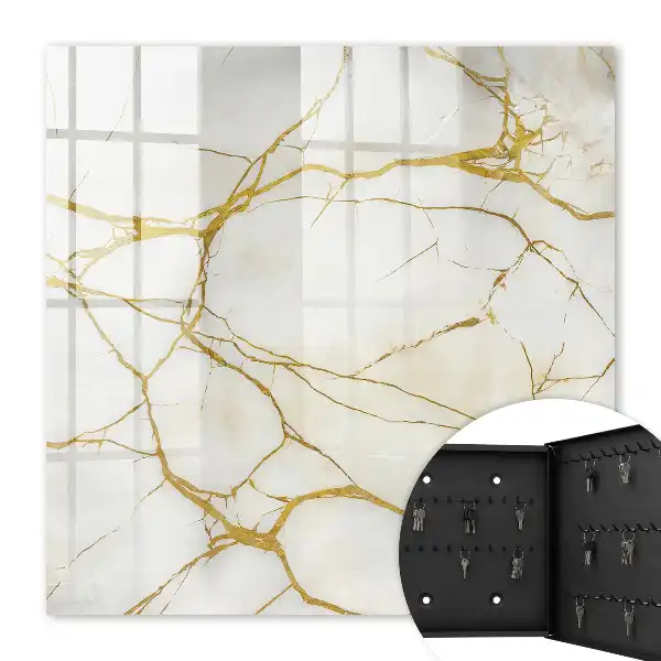 Key box for home Elegant marble with yellow lines