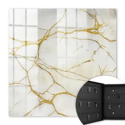 Key box for home Elegant marble with yellow lines