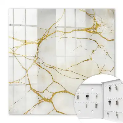 Key box for home Elegant marble with yellow lines
