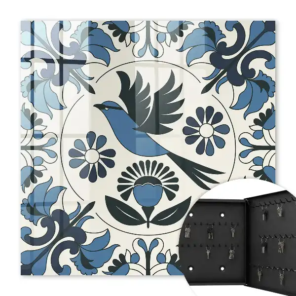 Decorative key box Blue bird in shades
