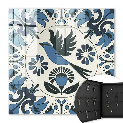 Decorative key box Blue bird in shades