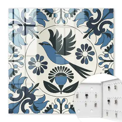 Decorative key box Blue bird in shades
