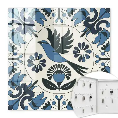 Decorative key box Blue bird in shades