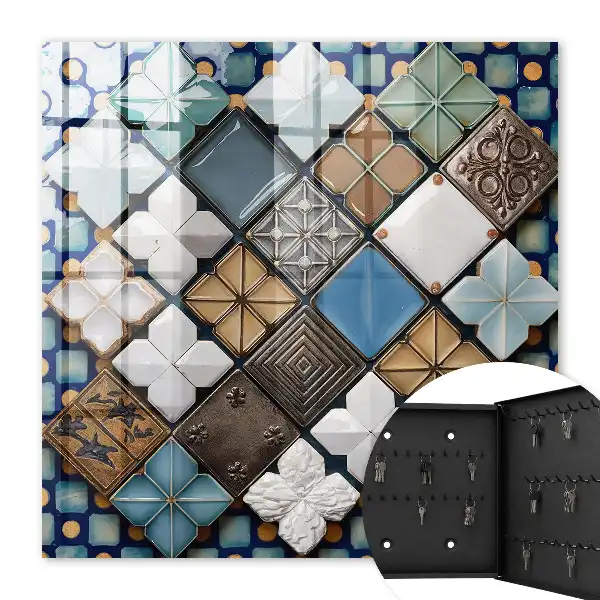 Wall mounted key box Tile patterns artistic composition