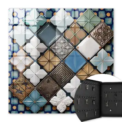 Wall mounted key box Tile patterns artistic composition