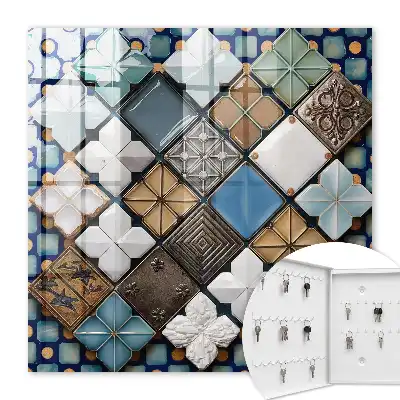 Wall mounted key box Tile patterns artistic composition