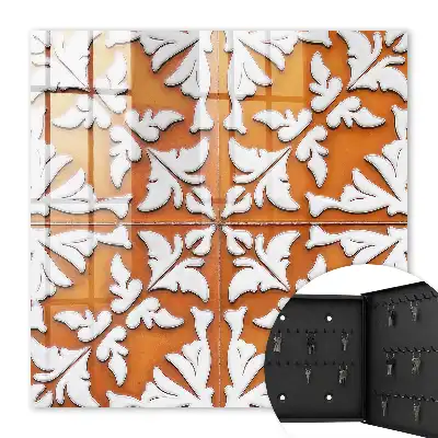 Wall mounted key box Orange plant motif in the background