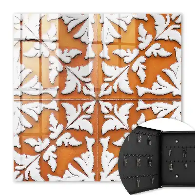 Wall mounted key box Orange plant motif in the background