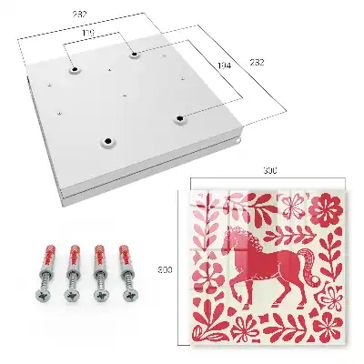Wall mounted key box A folk illustration with a horse motif