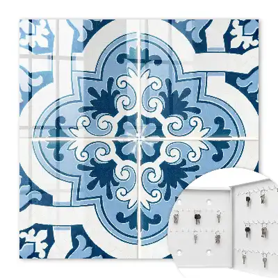 Decorative key box Blue tiles in shades