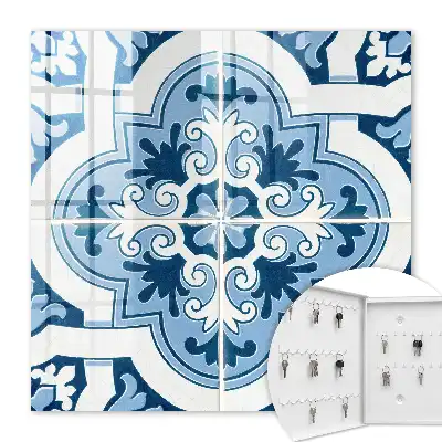 Decorative key box Blue tiles in shades