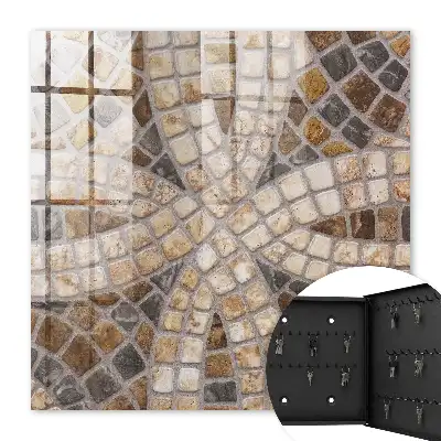 Wall mounted key cabinet Stylish beige and gray mosaic