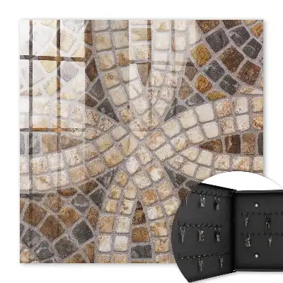 Wall mounted key cabinet Stylish beige and gray mosaic