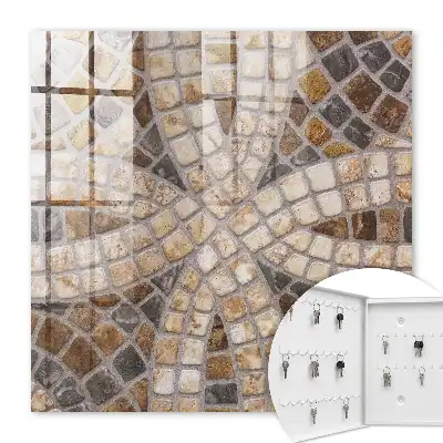 Wall mounted key cabinet Stylish beige and gray mosaic