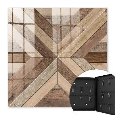 Wall mounted key box Wooden geometry panels nature