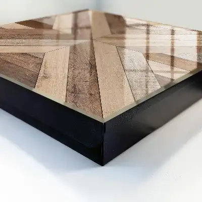 Wall mounted key box Wooden geometry panels nature