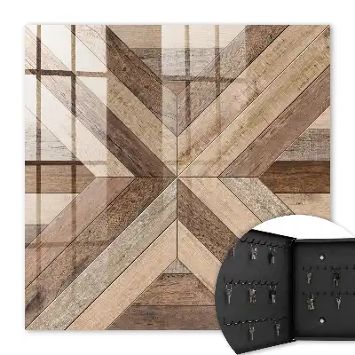 Wall mounted key box Wooden geometry panels nature