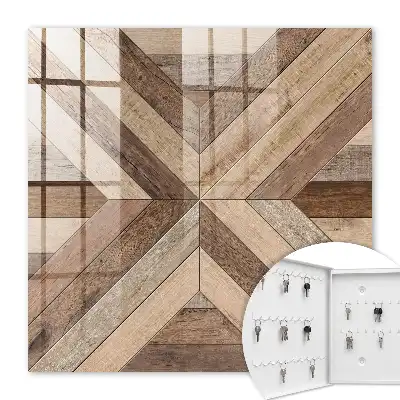 Wall mounted key box Wooden geometry panels nature