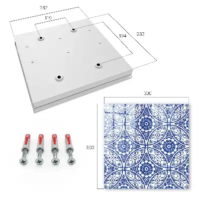 Wall mounted key cabinet Blue mosaic geometric motifs