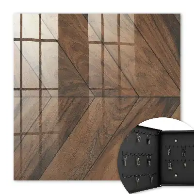 Wall mounted key box Wooden herringbone of elegance