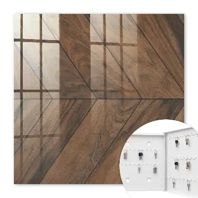 Wall mounted key box Wooden herringbone of elegance