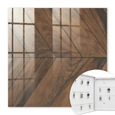 Wall mounted key box Wooden herringbone of elegance