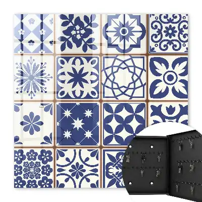 Key box for home Retro mosaic in blue and white tones