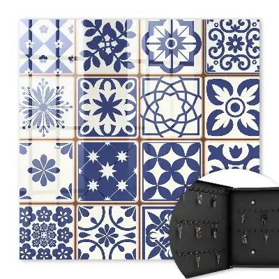 Key box for home Retro mosaic in blue and white tones