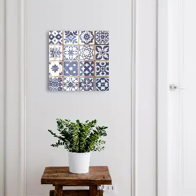 Key box for home Retro mosaic in blue and white tones