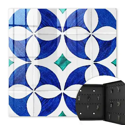 Key cabinet Geometric motif in blue-green tones