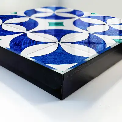Key cabinet Geometric motif in blue-green tones