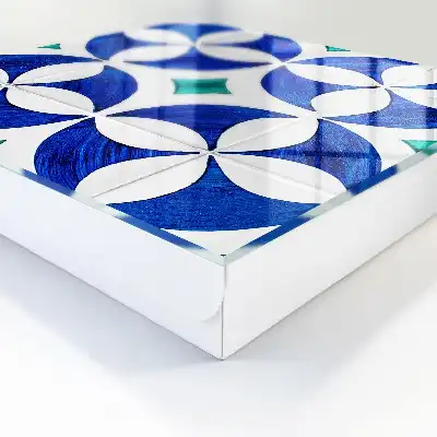 Key cabinet Geometric motif in blue-green tones
